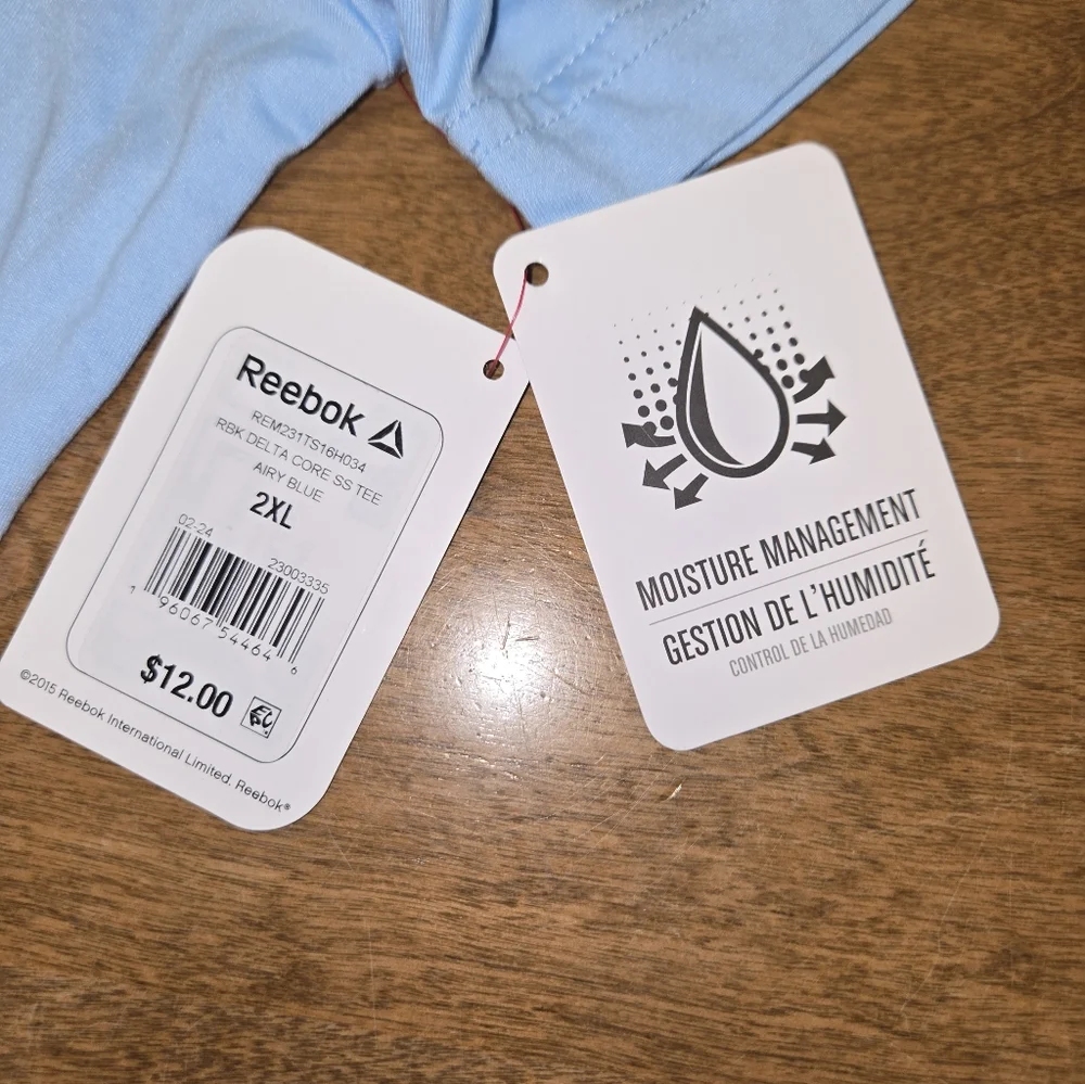 Reebok Men's Light Blue Short Sleeve Tee 2XL - Picture 6 of 6